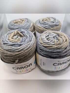 Lot Of 4 Caron Tea Cakes Yarn 8.5 oz Acrylic / Wool Blend Shea Butter Crochet